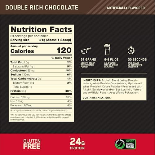 Optimum Nutrition Gold Standard 100% Whey - Double Rich Chocolate thumbnail 3
