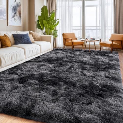 Gorilla Grip Soft Faux Fur Area Rug (4x6, Steel Gray) thumbnail 2