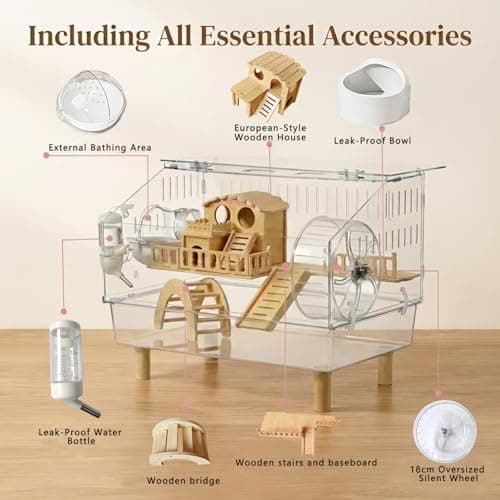 WflamaS Chew-Resistant Acrylic Hamster Cage with Accessories thumbnail 2