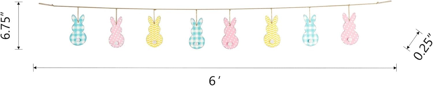 Glitzhome 72-Inch Easter Metal Bunny Garland thumbnail 5