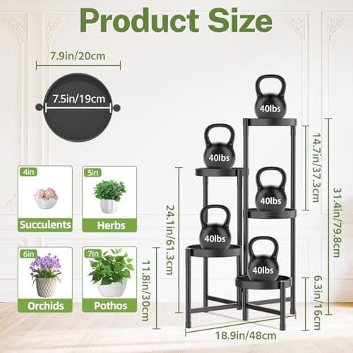 iDavosic.ly 5-Tier Folding Corner Metal Plant Stand thumbnail 3
