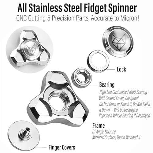 FREELOVE Metal Fidget Spinner - Stainless Steel Fox thumbnail 3