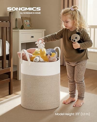 Woffit Large Cotton Rope Laundry Hamper with Handles thumbnail 2