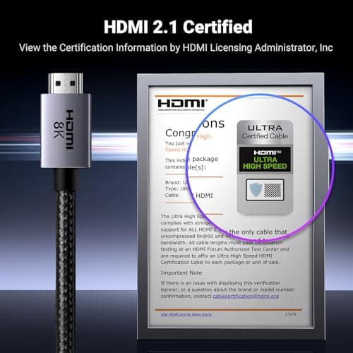 UGREEN 8K HDMI 2.1 Cable 48Gbps 6.6FT, Certified Ultra High Speed HDMI Cord thumbnail 2