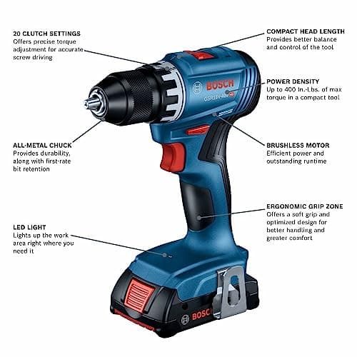 Bosch 18V Compact 1/2 in. Drill/Driver Kit (GSR18V-190B22) thumbnail 2