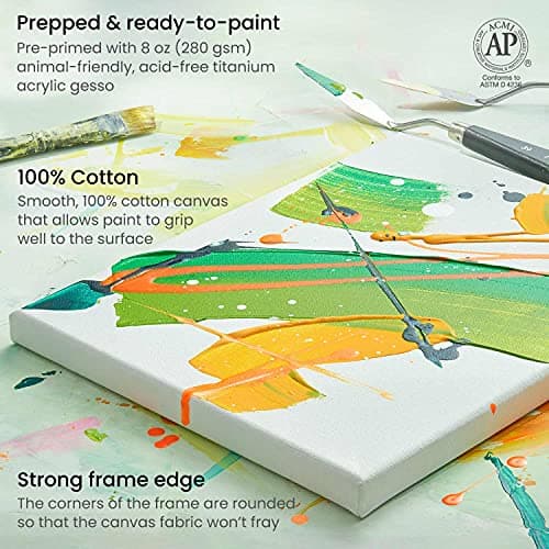 Arteza Stretched Canvas Multipack (10 Canvases, 5 Sizes) thumbnail 4