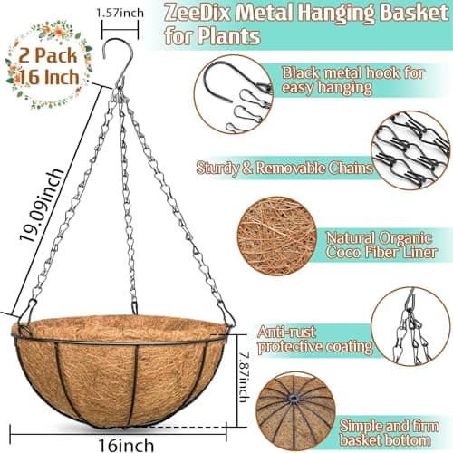 HC Companies Hanging Basket Planter with Coco Liner thumbnail 2