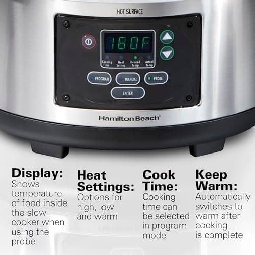 Hamilton Beach Portable 6-Quart Set & Forget Programmable Slow Cooker thumbnail 2