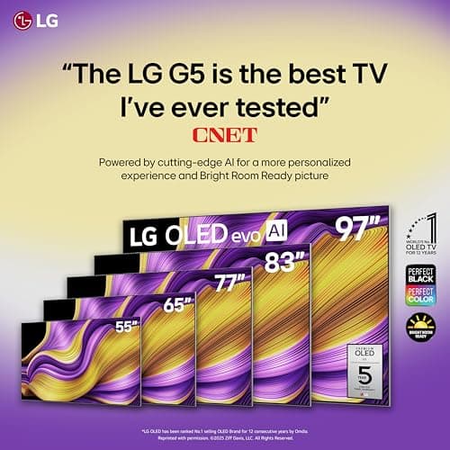 LG 77-Inch Class OLED evo AI 4K G5 Series Smart TV w/Dolby Atmos, Dolby Vision, HDR10, Filmmaker Mode, Wow Orchestra (OLED77G5WUA, 2025) thumbnail 2