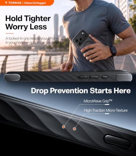 TORRAS Q3 Rugged for iPhone 18 Pro Max Case 360 Magnetic Stand, Jet Black thumbnail 3
