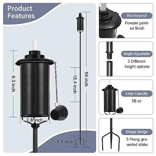 Legends Direct Outdoor Metal Garden Torch (Set of 4) thumbnail 2