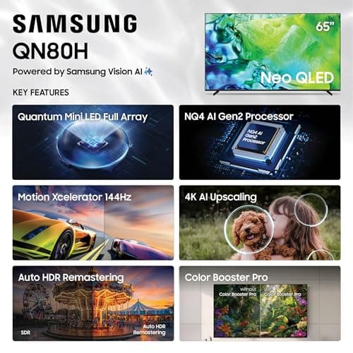 Samsung 65-Inch Class QN80H Series Neo QLED Mini LED 4K Smart TV, 2026 Model thumbnail 3