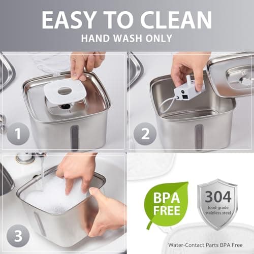 Veken Stainless Steel Cat Water Fountain thumbnail 2