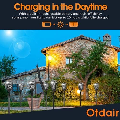 GIGALUMI Solar Tiki Torches with Flickering Flame (8-Pack) thumbnail 3