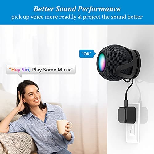 PlusAcc Wall Mount for HomePod mini, Holder with Cord Management, No Muffled Sound thumbnail 4