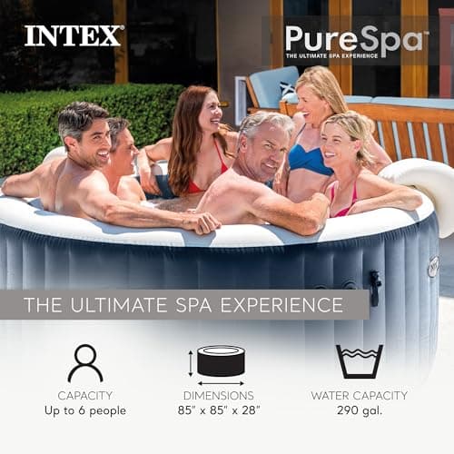 Intex PureSpa Plus 85in 6-Person Outdoor Portable Inflatable Hot Tub thumbnail 2