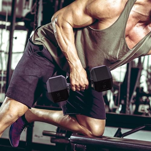 Yes4All 10-150 LBS Rubber Encased Hex Dumbbell Set thumbnail 5