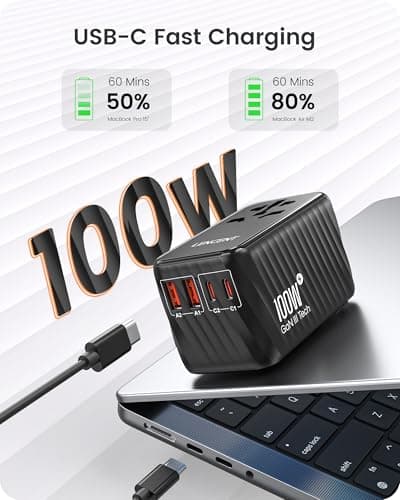 LENCENT Universal Travel Adapter 100W GaN (4 USB Ports) thumbnail 2