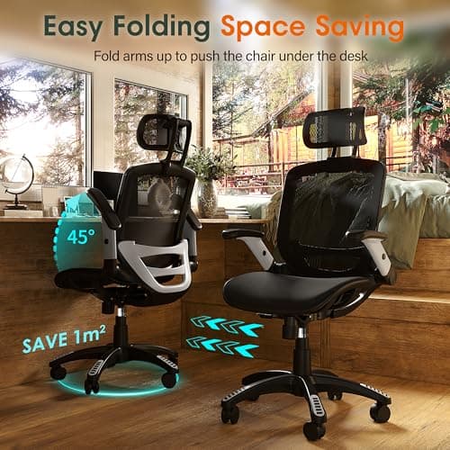 GABRYLLY Ergonomic Office Chair with Adjustable Headrest and Flip-Up Arms thumbnail 3