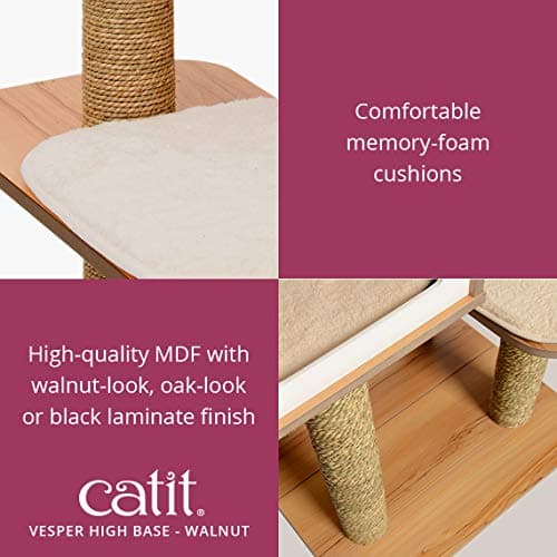 Catit Vesper High Base Cat Tree, Walnut thumbnail 4