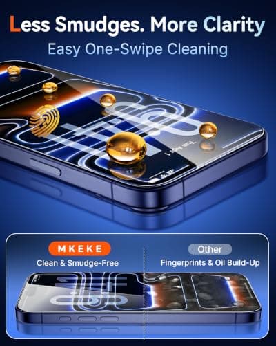 Mkeke for iPhone 18 Pro Screen Protector 3 Pack, Double Shatterproof Tempered Glass thumbnail 5
