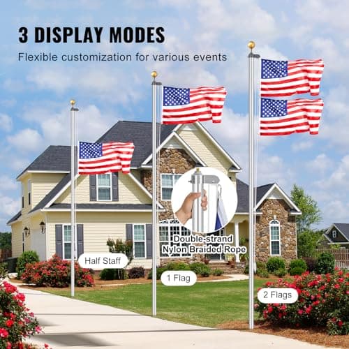 VEVOR 25ft Sectional Aluminum Flag Pole thumbnail 4