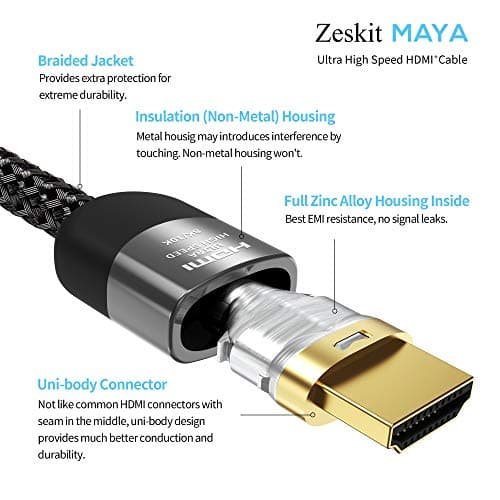 Zeskit Maya 8K 48Gbps Certified Ultra High Speed HDMI 2.1 Cable 6.5ft, 4K120 8K60 144Hz eARC HDR HDCP 2.2 2.3 Compatible with Apple TV 4K, PS5, Xbox Series X, RTX 4090 thumbnail 4