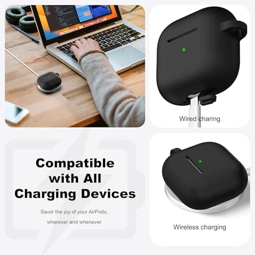 R-fun for AirPods 4 Case Silicone Cover, Black thumbnail 3