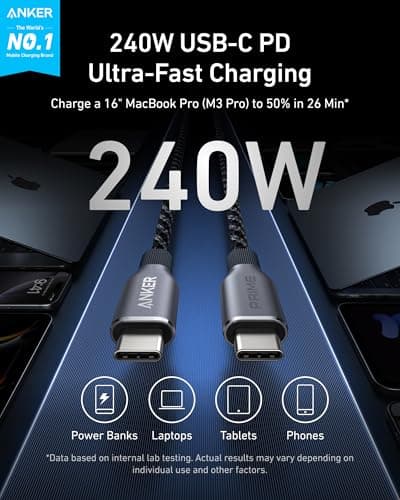 Anker 765 USB-C to USB-C Cable (140W, 6 ft) thumbnail 2