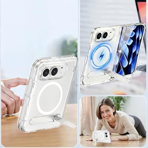 Hiooloon Magnetic for iPhone Duo Case Clear with Stand and Screen Protector thumbnail 3