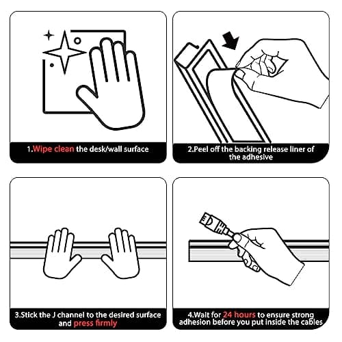 YECAYE 94.2-Inch J-Channel Cable Raceway, 6-Pack, Black thumbnail 5