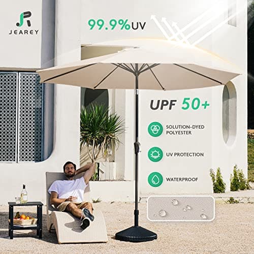 JEAREY 9FT Outdoor Patio Umbrella with Push Button Tilt and Crank, UV Protection Waterproof thumbnail 3