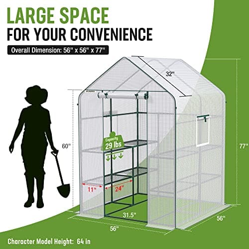 Ohuhu Walk-In Greenhouse 56"x56"x77" with Cover thumbnail 2