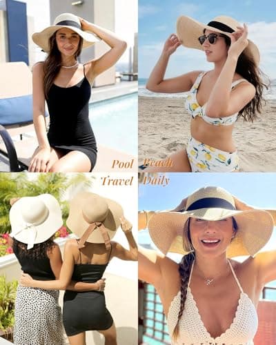 FURTALK Women's Wide Brim Straw Sun Hat thumbnail 5