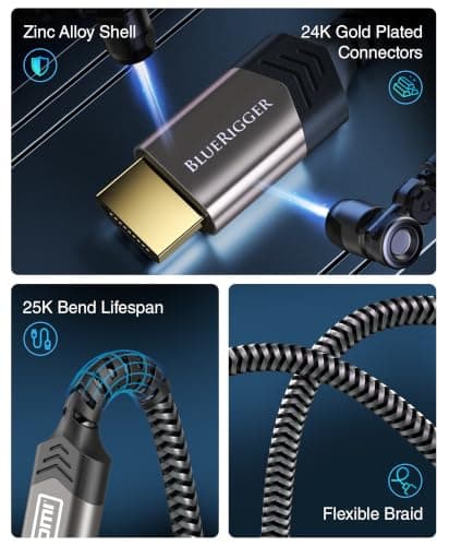 BlueRigger 8K HDMI 2.1 Cable 15FT, 48Gbps Ultra High Speed Certified, 4K 120Hz, 8K 60Hz, eARC, HDR10+, Dolby Vision, Compatible with Apple TV 4K, PS5, Xbox Series X thumbnail 3