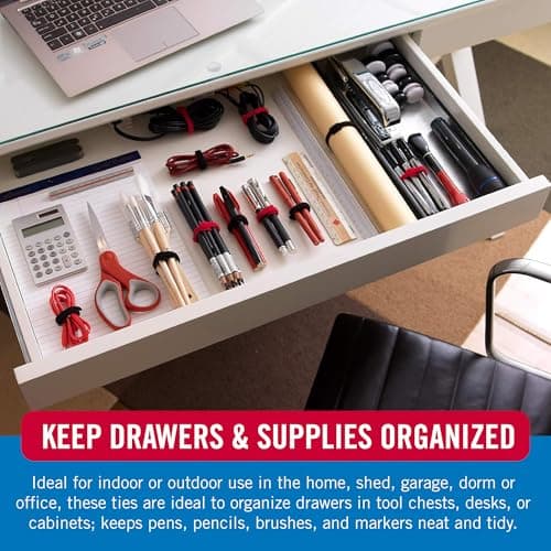 VELCRO Brand ONE-WRAP Cable Ties, 100-Pack, 8x1/2" Black thumbnail 4