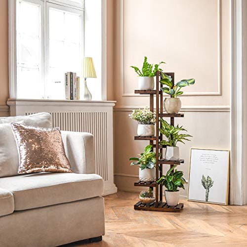 Mkono Wood 6-Tier Ladder Plant Stand — 7 Potted Multi-tier Display Rack thumbnail 5
