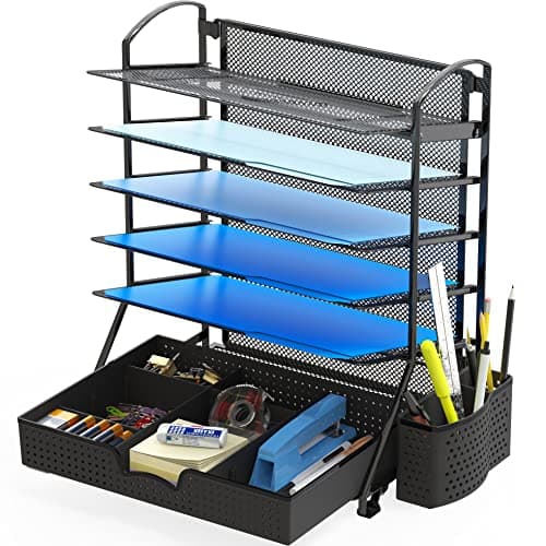 Simple Houseware 6-Tier Desk Document File Tray Organizer with Supplies Sliding Drawer thumbnail 4