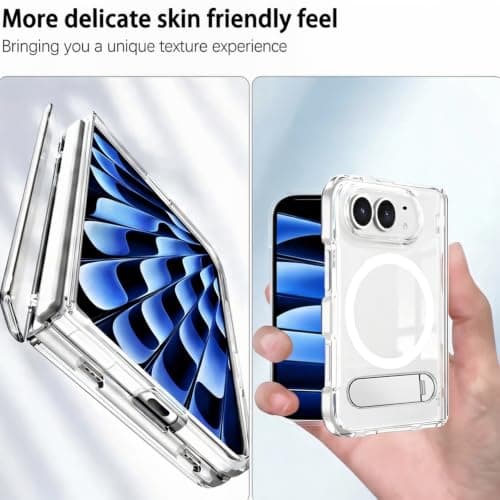 Hiooloon Magnetic for iPhone Duo Case Clear with Stand and Screen Protector thumbnail 2