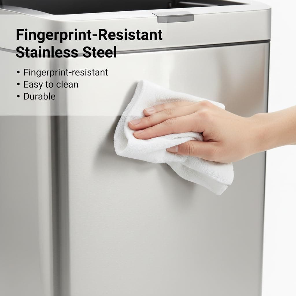 ELPHECO 13.2 Gallon Brushed Stainless Steel Sensor Trash Can thumbnail 5