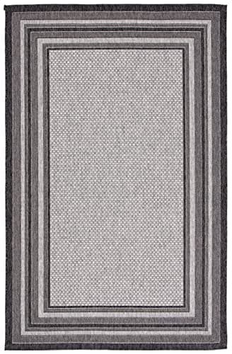 SAFAVIEH Courtyard Collection 5'5" x 7'7" Black/Grey Indoor/Outdoor Rug thumbnail 2