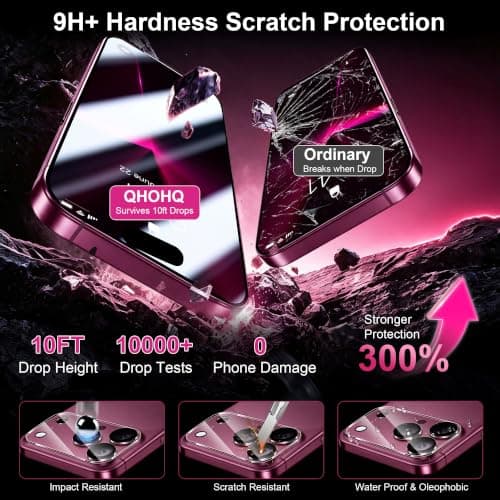 QHOHQ for iPhone 18 Pro Max Screen Protector, 3+3 Pack Tempered Glass with Camera Lens Protectors thumbnail 3