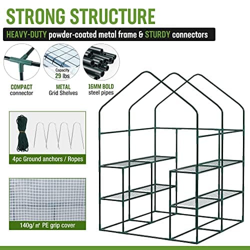 Ohuhu Walk-In Greenhouse 56"x56"x77" with Cover thumbnail 3