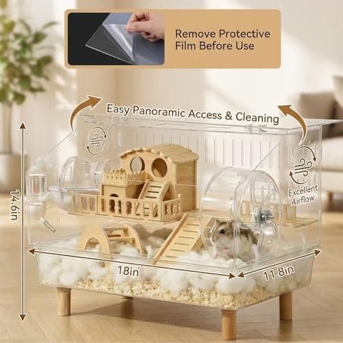 WflamaS Chew-Resistant Acrylic Hamster Cage with Accessories thumbnail 3