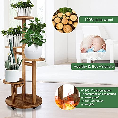 GEEBOBO 5-Tiered Tall Plant Stand for Indoor — Wood Corner Shelf (Walnut) thumbnail 3