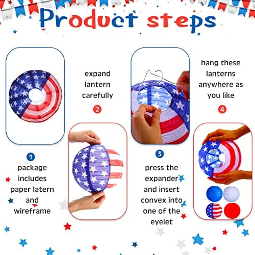 Joiedomi Patriotic Paper Lantern Set thumbnail 3