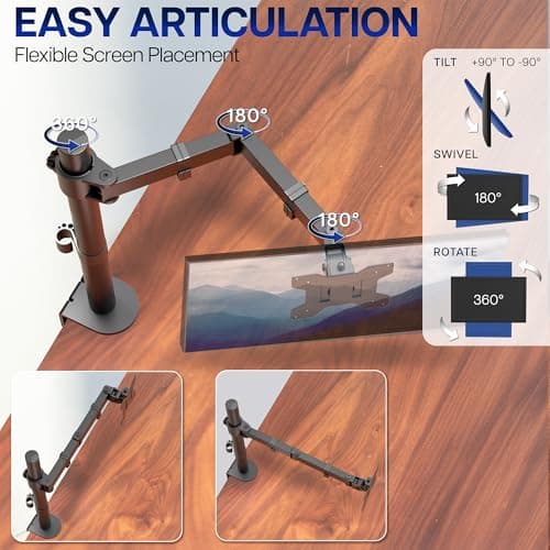 VIVO Single Monitor Arm, Ultrawide Desk Mount (STAND-V001) thumbnail 3