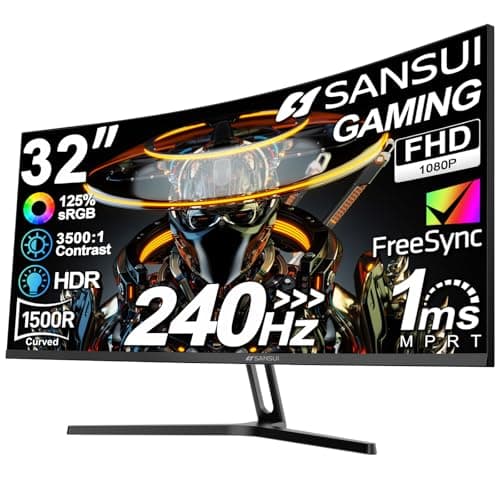 SANSUI 32 Inch Curved 240Hz Gaming Monitor High Refresh Rate