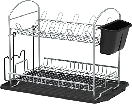 Simple Houseware 2-Tier Dish Rack with Drainboard thumbnail 2