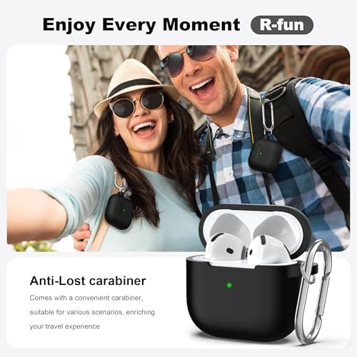 R-fun for AirPods 4 Case Silicone Cover, Black thumbnail 2
